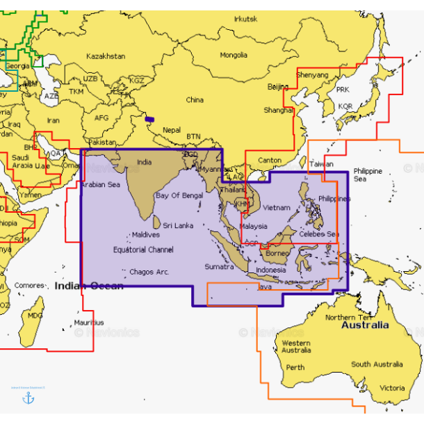 Navionics Plus Xg Det Indiske Ocean Og Det Sydkinesiske Hav