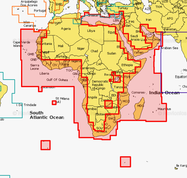 Navionics Update 30XG - Afrika og Mellemøsten (SD/MSD)