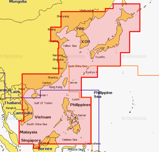 Navionics Update 35XG - Kina og Korea (SD/MSD)