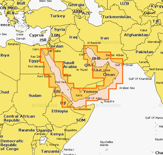 Navionics Platinum 43P+ Søkort over Det Røde Hav og Det Arabiske Hav CF