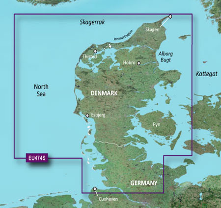 BlueChart G3 Vision Small VEU 474S - Ålborg til Ejderen; Jylland & Fyn