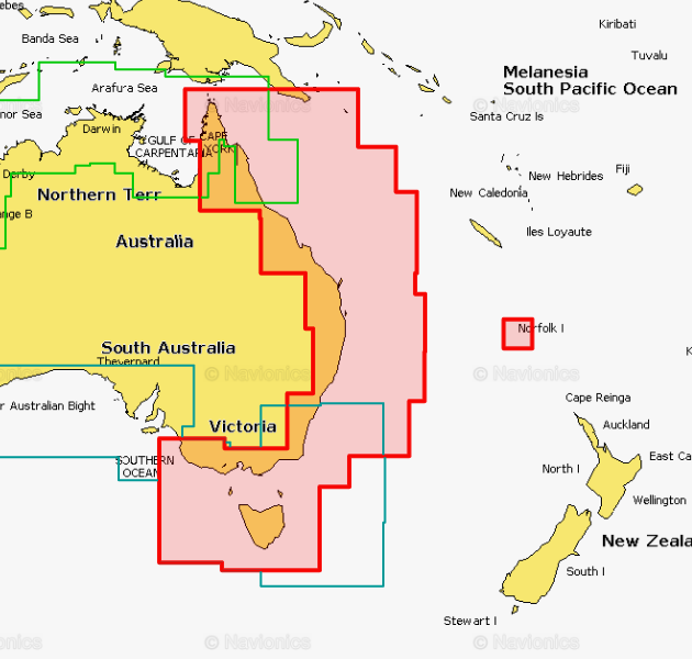 Navionics Platinum 62P+ Søkort over Australien - øst & nord SD/Mikro SD