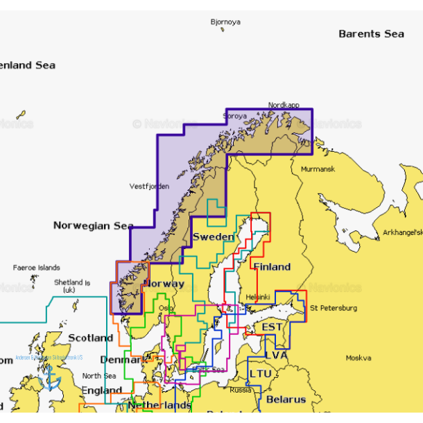 Navionics Platinum 11P+ Skort over Norge - nord &amp; vest