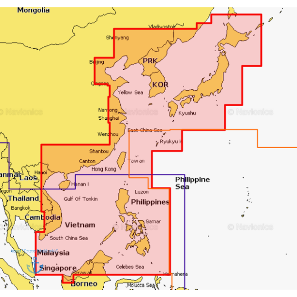 Navionics Plus 35XG - Kina og Korea (SD/MSD)