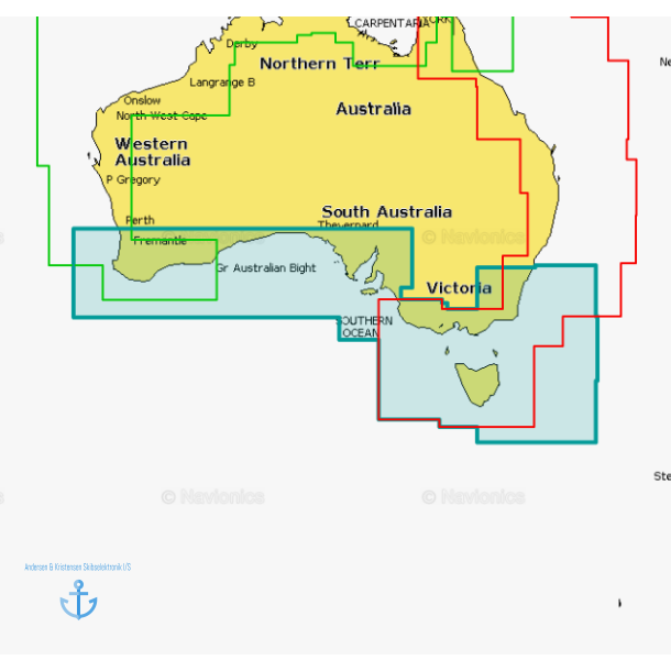 Navionics Platinum 61P+ Skort over Australien syd