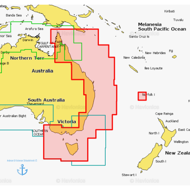 Navionics Platinum 62P+ Skort over Australien - st &amp; nord