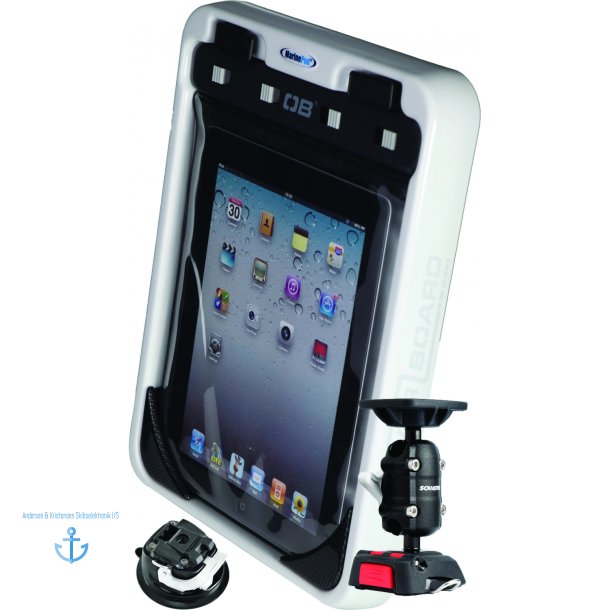 MarinePod iPad &amp; Tablet Holder + OverBoard iPad Etui + ROKK Fleksibelt Sugekop Beslag