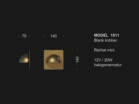 "Rørhat Mini" Halogen lampe, blank kobber