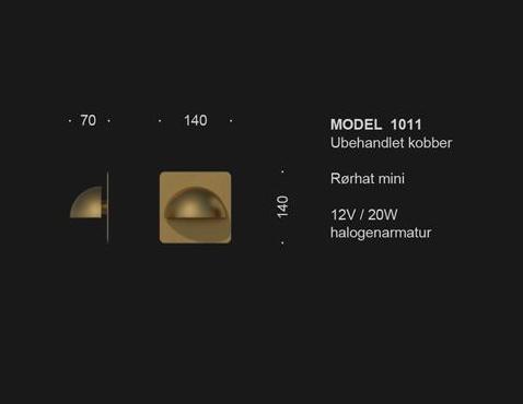 "Rørhat Mini" Halogen lampe, ubehandlet kobber