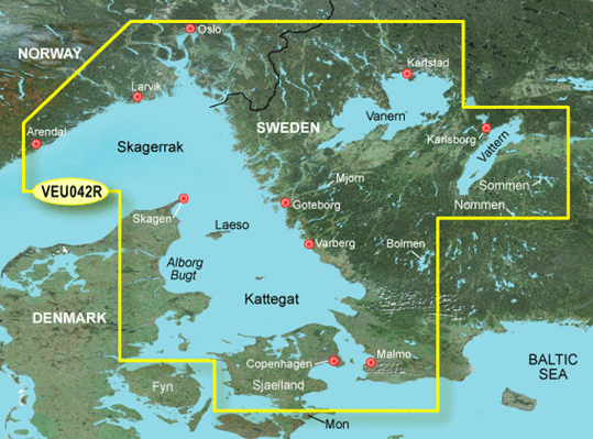 BlueChart G3 Vision Regular VEU 042R - Øresund, Kattegat og Skagerak, Oslo til Trelleborg