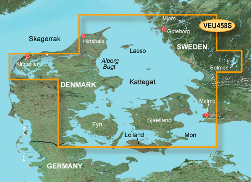 BlueChart G3 Vision Small VEU 458S - Kattegat; Göteborg til Fyn