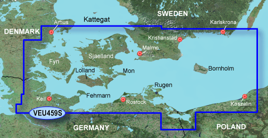 BlueChart G3 Vision Small VEU 459S - Århus, Kiel og Koszalin, indre danske farvande & Østersøen