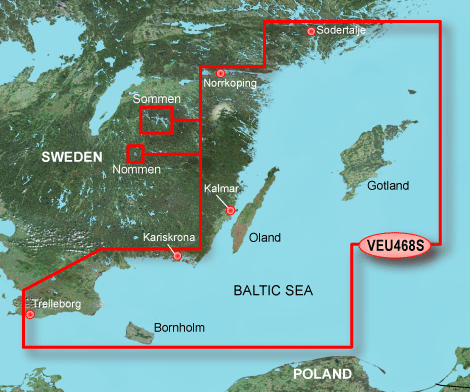 BlueChart G3 Vision Small VEU 468S - Sverige syd: Sodertalje til Trelleborg