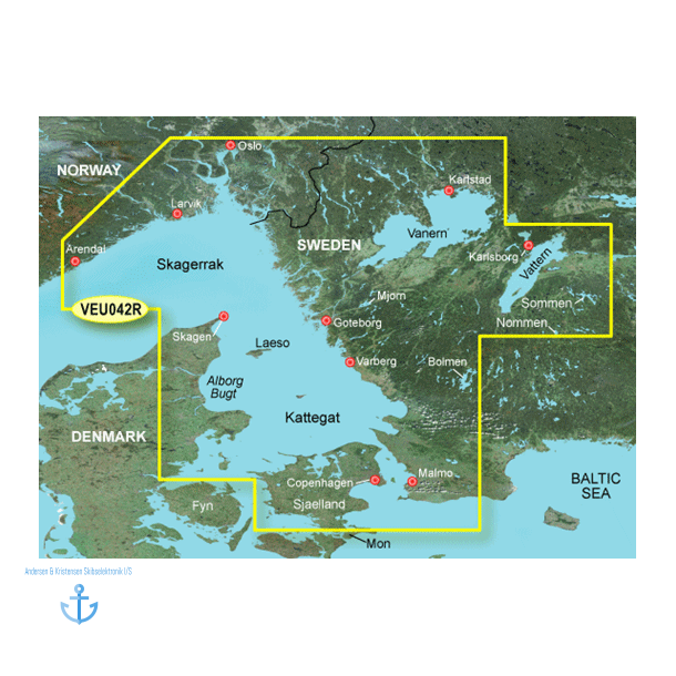 BlueChart G3 Vision Regular VEU 042R - resund, Kattegat og Skagerak, Oslo til Trelleborg
