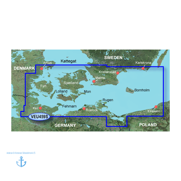 BlueChart G3 Vision Small VEU 459S - rhus, Kiel og Koszalin, indre danske farvande &amp; stersen
