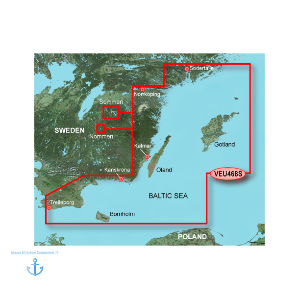 BlueChart G3 Vision Small VEU 468S - Sverige syd: Sodertalje til Trelleborg