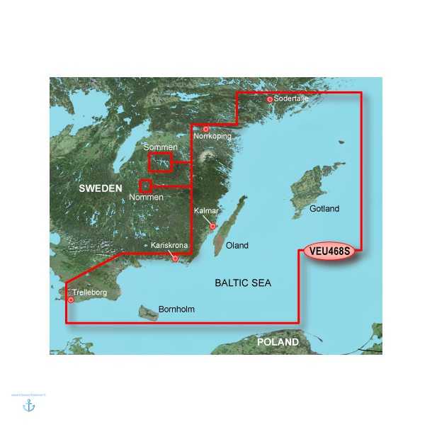 BlueChart G3 Vision Small VEU 468S - Sverige syd: Sodertalje til Trelleborg