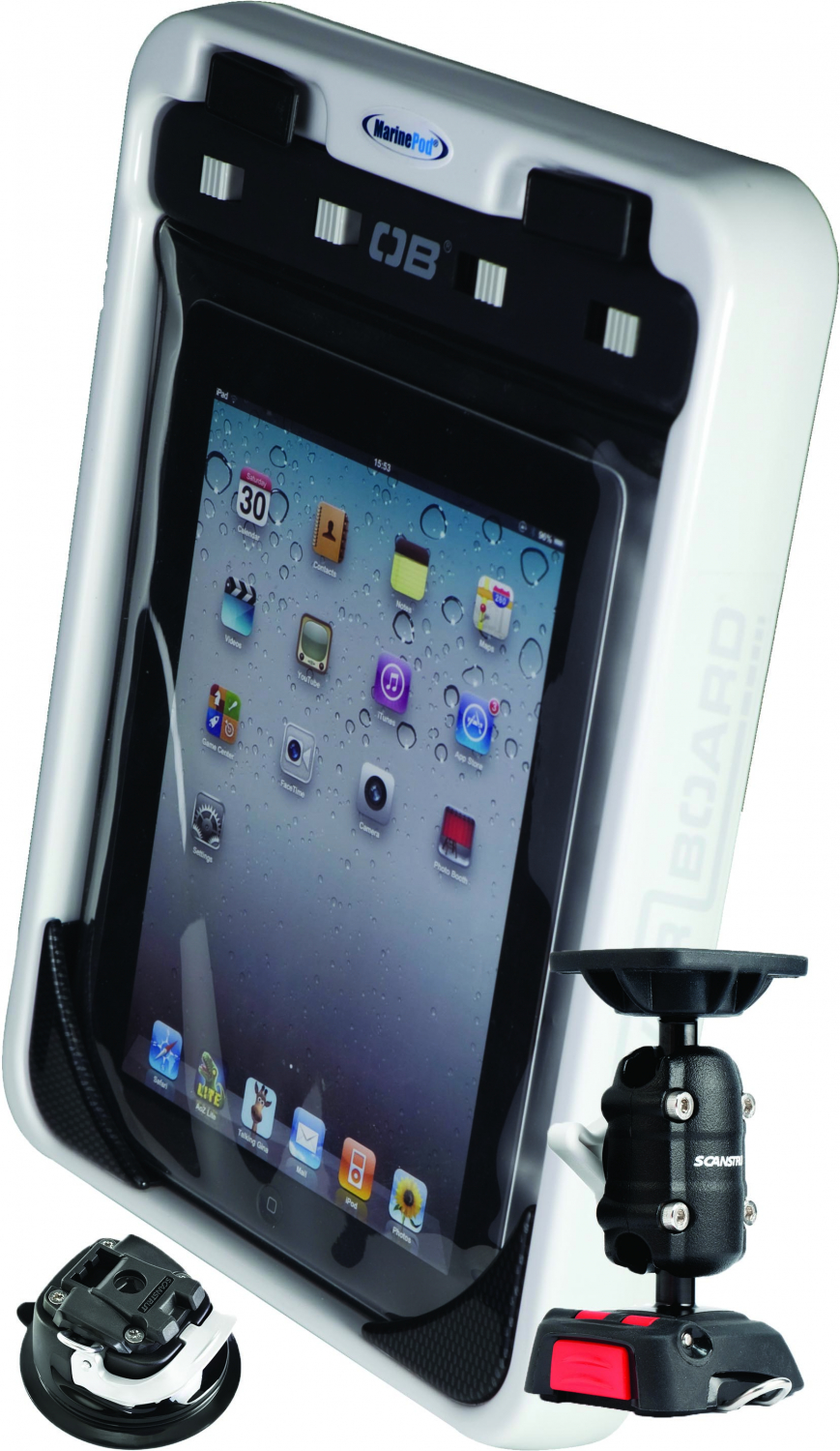 MarinePod iPad & Tablet Holder + OverBoard iPad Etui + ROKK Fleksibelt Sugekop Beslag