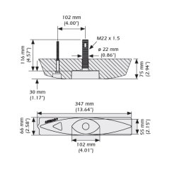 B45 Gennemfrings Dybde Transducer m/ stok og fairingklods