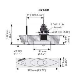 B744V 200kHz Gennemfrt Bronze Triducer