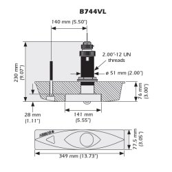 B744VL 200kHz Langstokket Gennemfrt Bronze Triducer