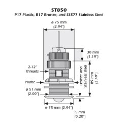 B17 Optagelig Lavprofil Bronze Dybde Transducer