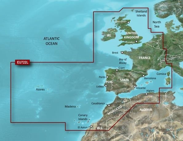 BlueChart G3 Vision VEU722L Europa Atlanterhavskysten